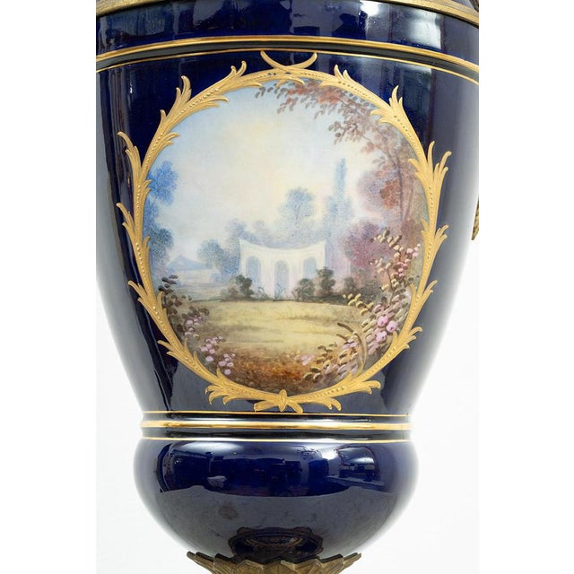 Antique Napoleon III Vase in Polychrome Sevres Porcelain with Gilt Bronze Elements, France, 19th Century For Sale - Image 3 of 9