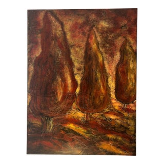 1990s Modern Oil on Canvas Abstract Expressionist Style Framed Signed by American Artist Irene Boone Titled Trees For Sale