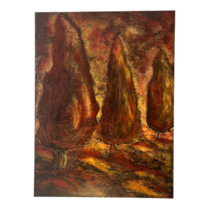 1990s Modern Oil on Canvas Abstract Expressionist Style Framed Signed by American Artist Irene Boone Titled Trees
