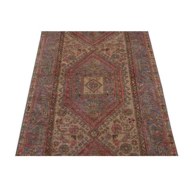 Vintage Malayer Persian Handmade Tan Medallion Wool Runner For Sale - Image 10 of 12