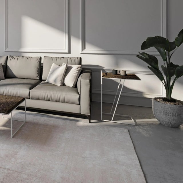 Grão #3 Side Table in Dark Cork with White Legs by Mendes Macedo for Galula For Sale - Image 4 of 10