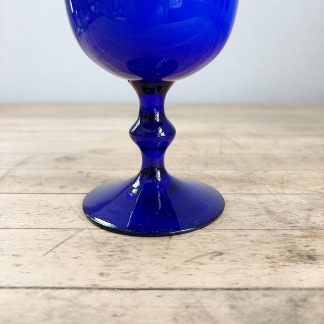 1960's Carlo Moretti Blue Cased Wine Glasses Italian Glassware, Set of 4 For Sale - Image 9 of 10