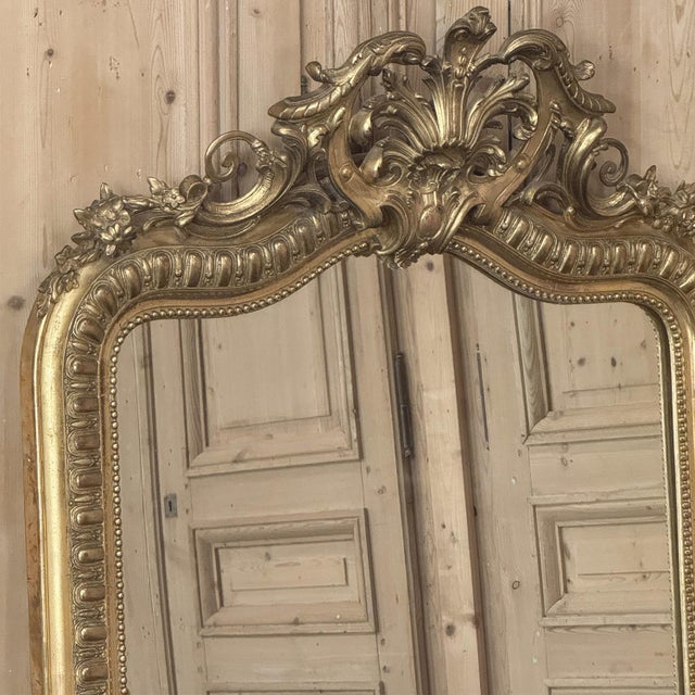Wood 19th Century French Napoleon III Period Regence Style Gilded Mantel Mirror For Sale - Image 7 of 18