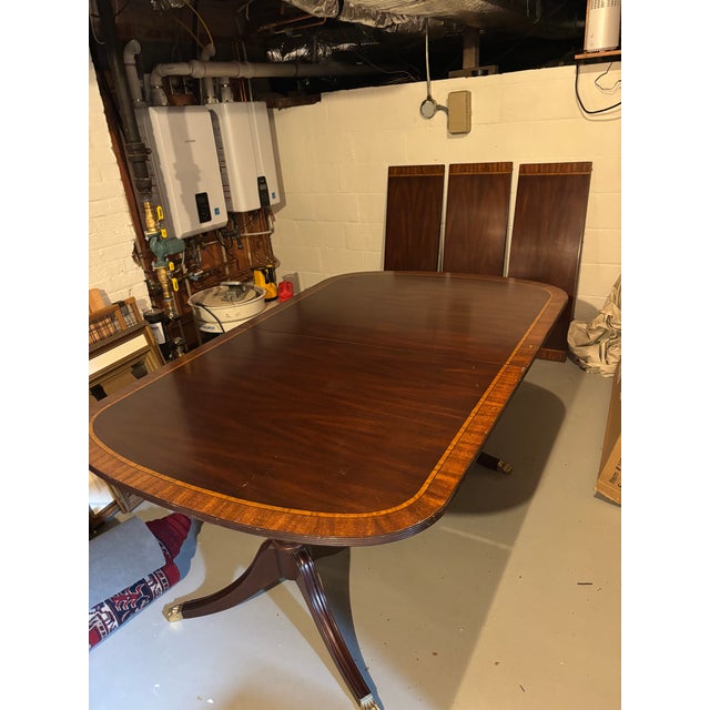 Wood Vintage Henkel Harris 2207 Mahogany Double Pedestal Dining Table For Sale - Image 7 of 14