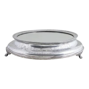 Antique English Silver Plate Circular Shape Mirrored Plateau