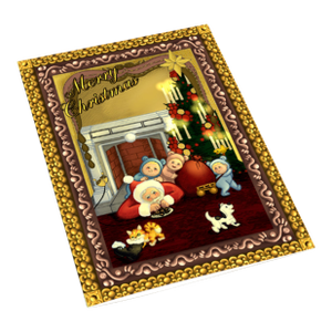 Chimney Santa Christmas Greeting Card, Gold Foil, Artist Signature
