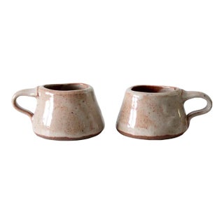 Vintage Studio Pottery Mugs Pair For Sale