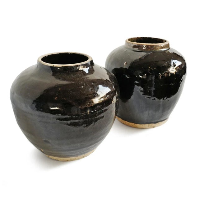 Mid 20th Century Vintage Small Black Ceramic Jar For Sale - Image 5 of 6