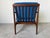 Mid Century Ib Kofod Larsen Style Scandinavian Lounge Chair With Blue Leather Cushions For Sale - Image 12 of 18