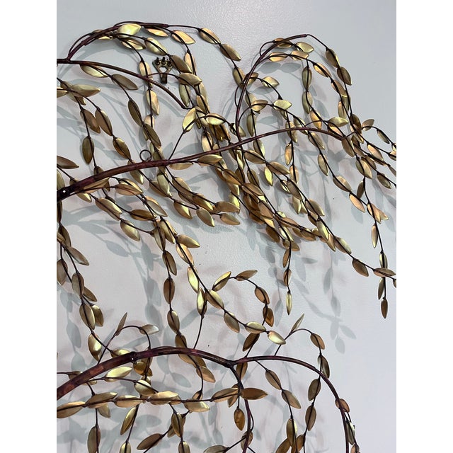 Copper Vintage Mid-Century Modern Brass & Copper Weeping Willow Wall Sculpture in the Style of Curtis Jeré For Sale - Image 8 of 10