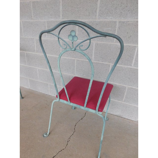 Vintage Woodard Style Wrought Iron Outdoor Dining Set For Sale - Image 16 of 18