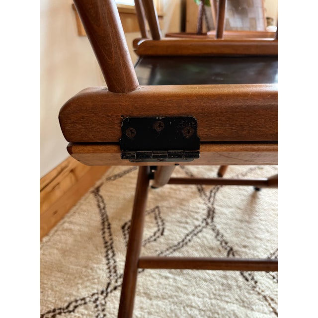 Animal Skin Vintage Mid-Century Black Leather Distressed Directors Chair For Sale - Image 7 of 12