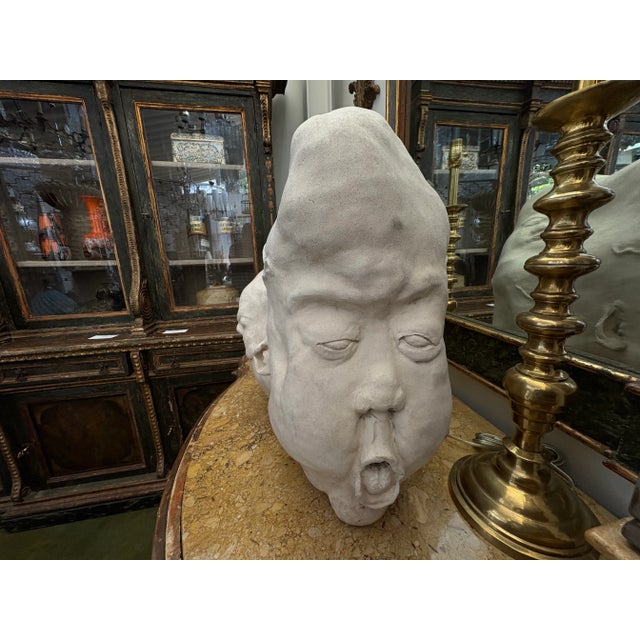 Cream Mid 20th Century Surrealist Ceramic Face Sculpture For Sale - Image 8 of 10
