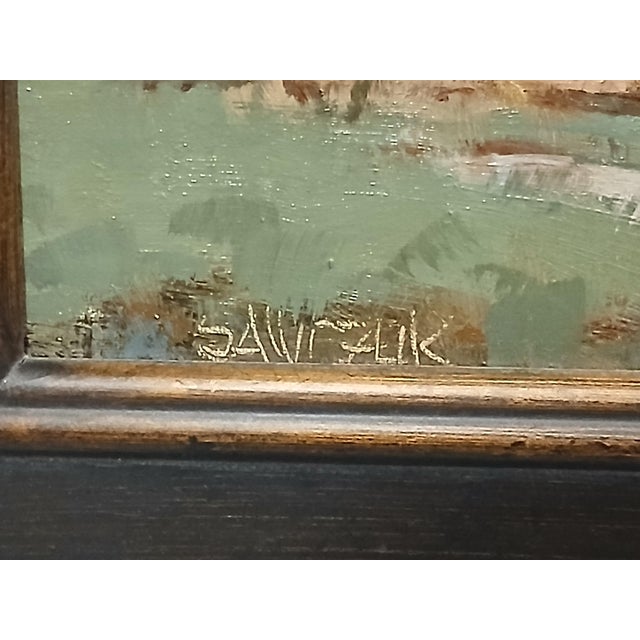 Textile Bill Sawczuk, Framed Oil Painting on Linen For Sale - Image 7 of 7