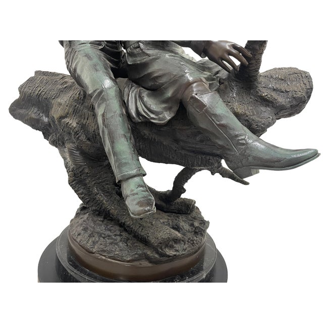 1980s Monumental Signed Bronze Figurative Sculpture of Children by J. Davidson on Marble & Rosewood Pedestal For Sale - Image 10 of 15