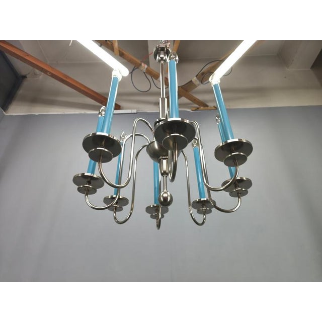 Art Deco Chandelier with Matching Sconces, Czechoslovakia, 1930s, Set of 3 For Sale - Image 11 of 18