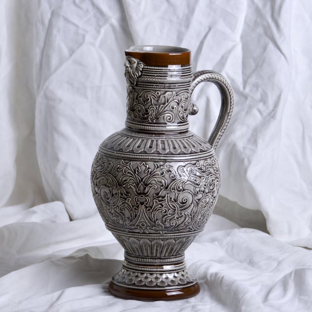 Very large and extremely rare old carafe circa 1840 (valued), stamped and numbered from a now defunct earthenware factory,...