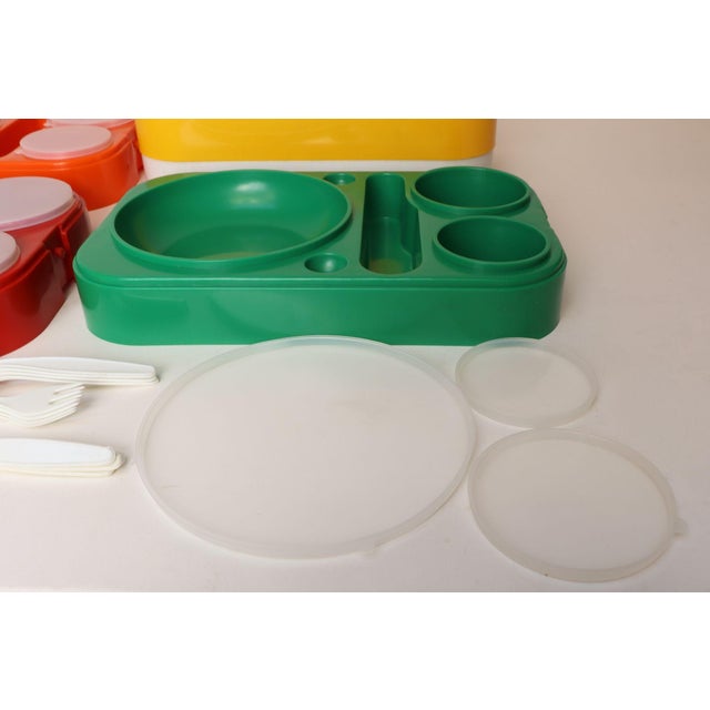 Red Mid Century Mexican Modern Stacking Rainbow Picnic Tray Set by Pymsa For Sale - Image 8 of 14