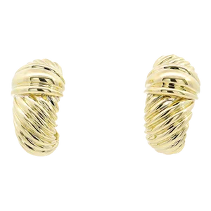 Vintage David Yurman 14k Yellow Gold "Cable Rope" Motif Clip on Earrings - 2 Pieces
