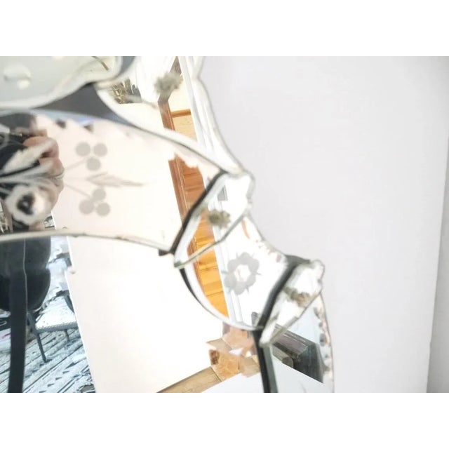 Glass Vintage Venetian Oval Shield Wall Vanity Mirror For Sale - Image 7 of 8