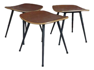 Vintage Danish Teak and Steel Stools, 1950s, Set of 3