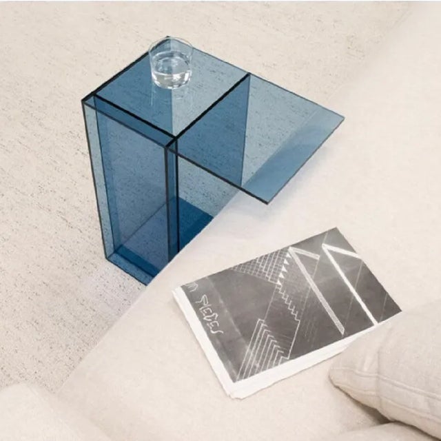 Modern Modern Blue Lucite Side Table For Sale - Image 3 of 6