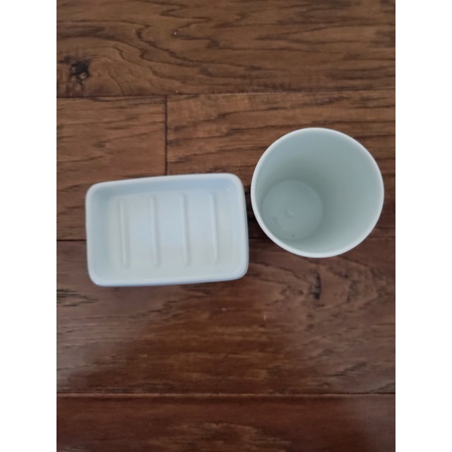 1990s French Floral Limoges Porcelain Cup and Soap Dish For Sale - Image 5 of 6