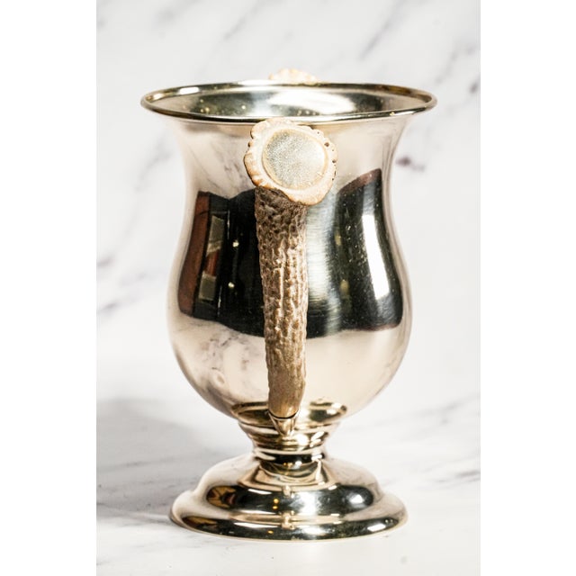 Silver Rustic Double Antler Handle Antique Sterling Silver Trophy Cup For Sale - Image 8 of 11