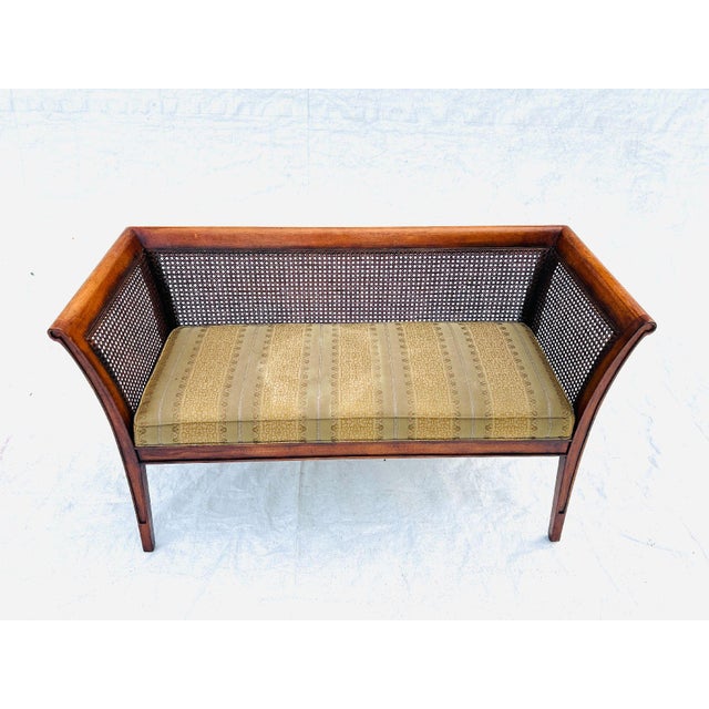Mid-Century Modern Vintage , Midcentury Style Cane Back Bench For Sale - Image 3 of 7