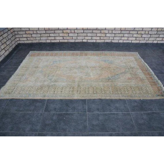Textile 1960s Vintage Turkish Tribal Area Rug - 5′5″ × 9′ For Sale - Image 7 of 9
