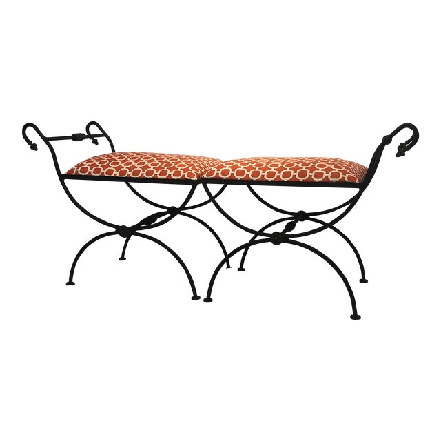 1960s Pair of Maison Jansen Style Neoclassical Iron Benches For Sale