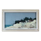 Mid-Century Modern 'Cliffside by the Sea' Swedish Original Coastal Landscape Oil Painting, Framed For Sale
