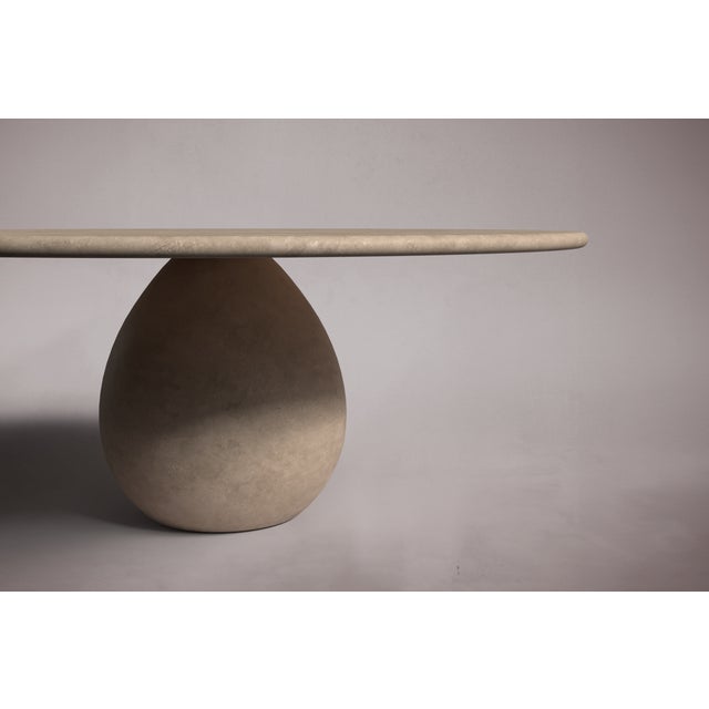 Pearl Travertine Round Coffee Table 40" For Sale - Image 4 of 5