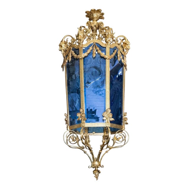 Monumental Louis XVI style dore bronze lantern For Sale