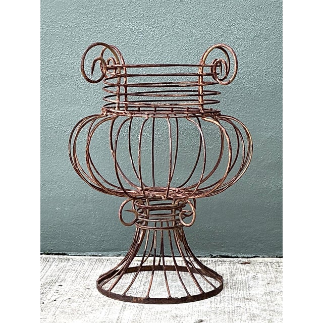 Modern Vintage Sculptural Metal Urn For Sale - Image 3 of 12