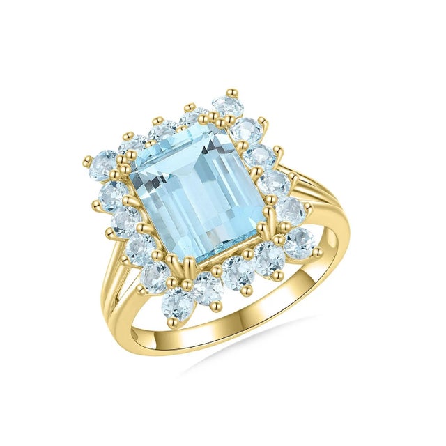 Nina Zhou Margeret Aquamarine Cocktail Ring in 14k Solid Gold Ring, size 5.5 For Sale - Image 10 of 10