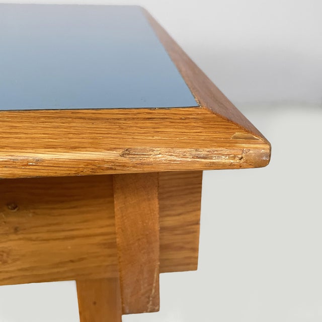 Mid-Century Modern Italian Desk in Blue Laminate and Wood, 1960s For Sale - Image 13 of 18