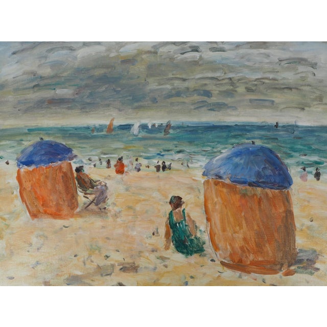 Summer in Houlgate Oil on Canvas by Jean-Jacques René For Sale - Image 4 of 9