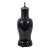 Chinese Late Qing Mirror Black Monochrome Porcelain Baluster Vase Mounted as a Table Lamp For Sale