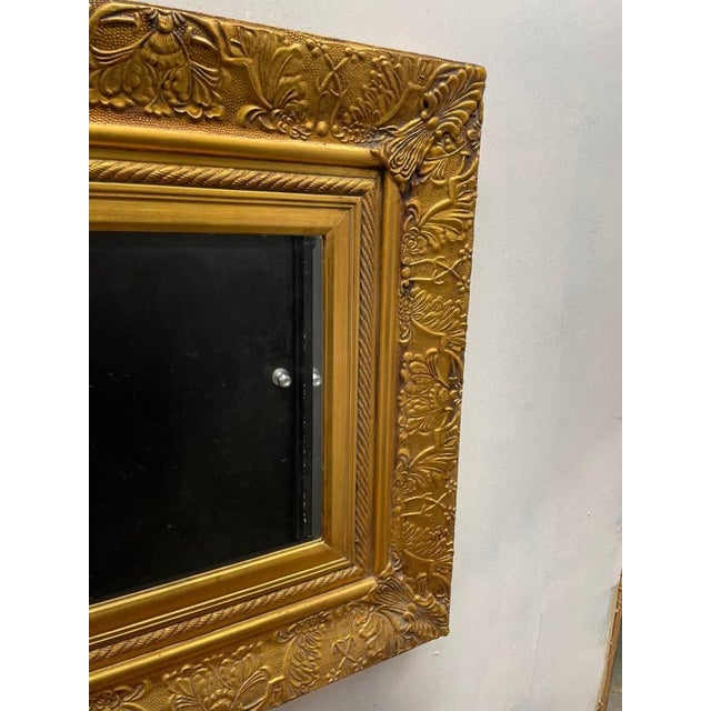 Vintage Gold Leaf Mirror, Solid Wood Frame, Beveled Glass Edges, Carved Floral Pattern For Sale - Image 4 of 11