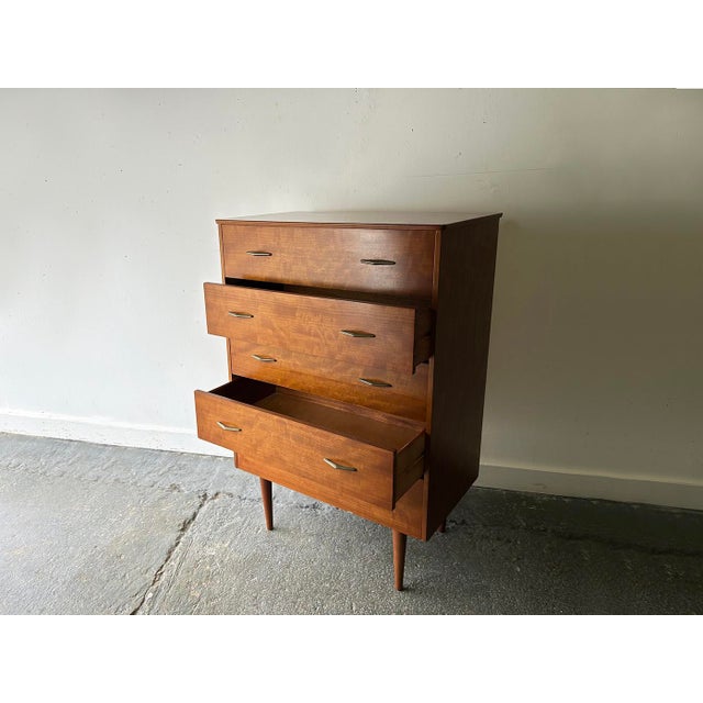 Mid-Century Walnut Chest of Drawers with Brass Handles, 1960s For Sale - Image 4 of 5