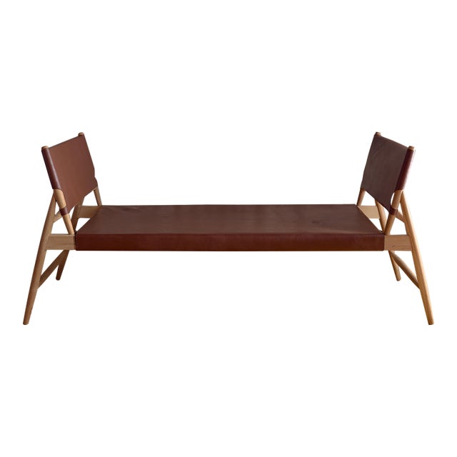 The Vintage Refinished Leather Daybed in the Style of René Jean Caillette For Sale