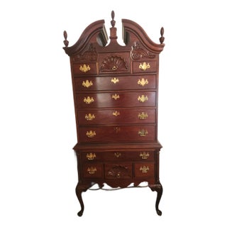 1980s Thomasville Vintage Chppendale Mahogany Highboy Dresser For Sale
