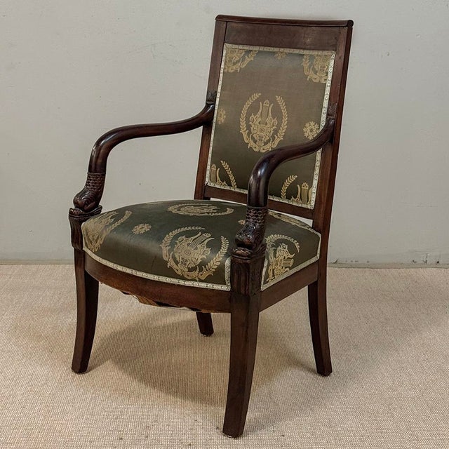 19th Century French Empire Period Mahogany Armchair For Sale - Image 4 of 18