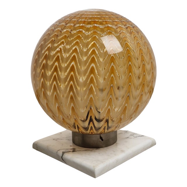 Large Vintage Table Lamp in Murano Glass and Marble Base, 1960s For Sale