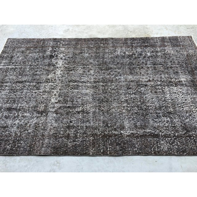 Textile 1960s Turkish Dark Gray Overdyed Rug For Sale - Image 7 of 11