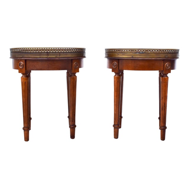 Louis Xvi Style Bouillotte Marble Top Side Occasional Tables For Sale