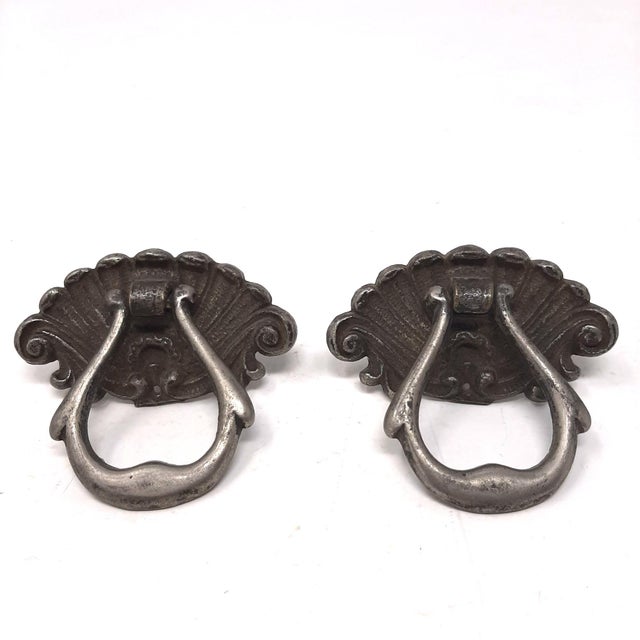 Metal 1895 Victorian French Drop Ring Shell Metal Pull a Pair For Sale - Image 7 of 7