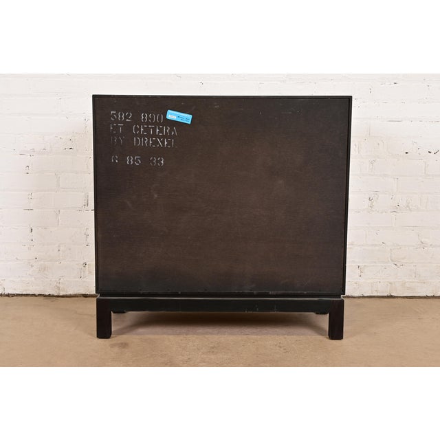 Drexel Heritage Hollywood Regency Chinoiserie Hand-Painted Black Lacquered Bar Cabinet For Sale - Image 10 of 12