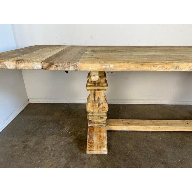 19th. C. Italian Tuscan Style Bleached Walnut Dining Table W/ Leaves For Sale In Los Angeles - Image 6 of 15